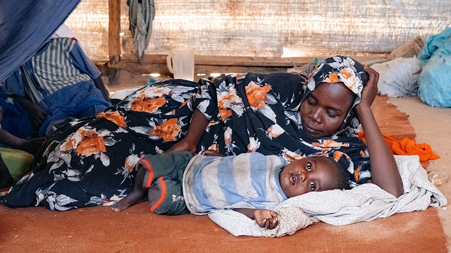 Famille soudanaise réfugiée